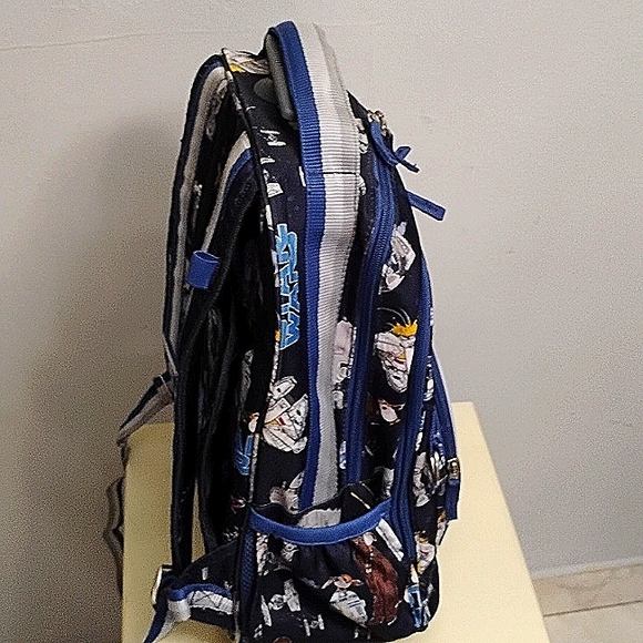 Star Wars x Pottery Barn Kids Blue Grey Rolling Backpack Bookbag 20" Hi Preloved - Picture 7 of 11